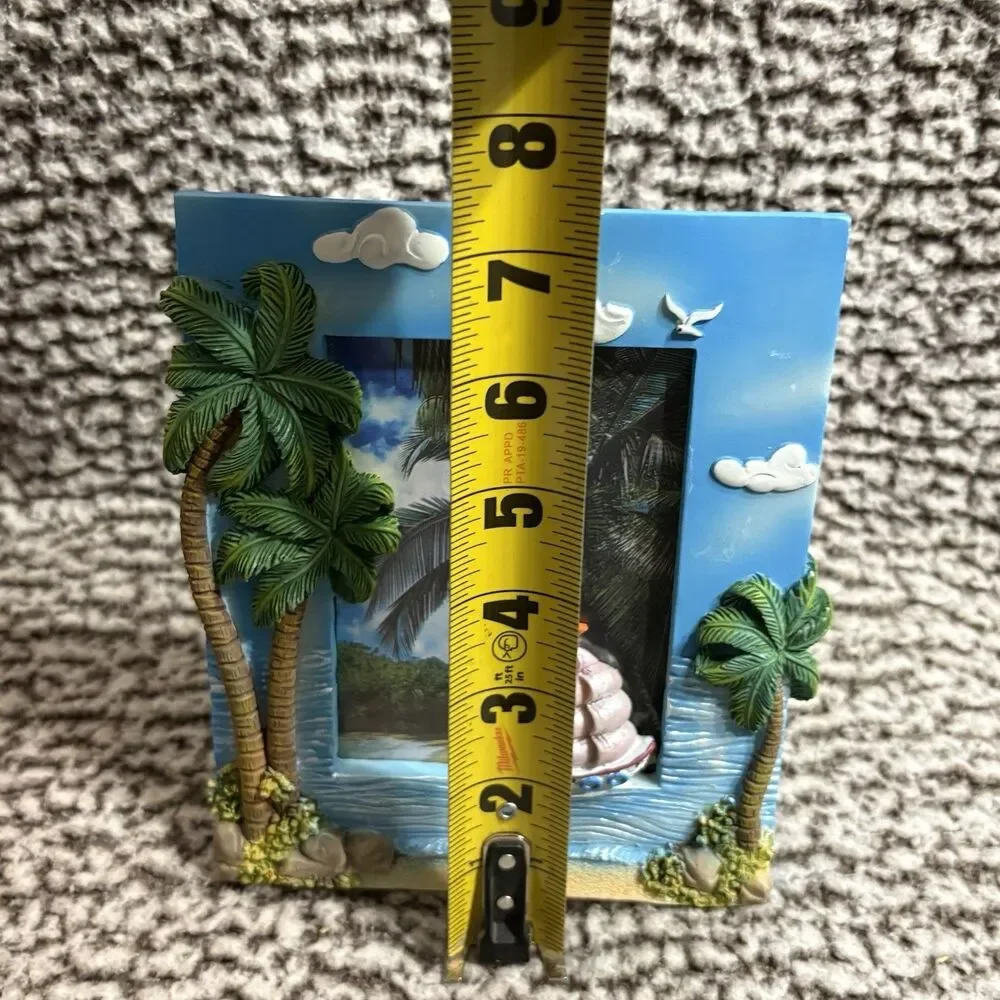 Beach Themed 4x6 Ceramic Picture Frame Nautical Sailboat Palm Trees